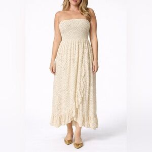 Altar’d State Strapless Polka Dot Midi Dress – Size Small